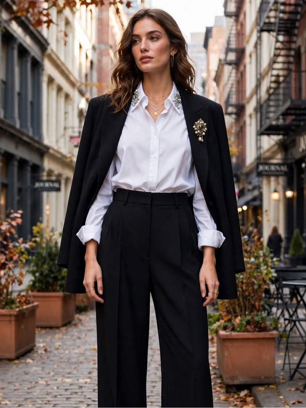 Zara White Embellished Collar Button-Up Shirt